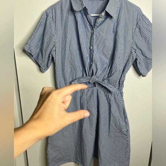Thakoon- 100% cotton Blue Striped Tie Dress Size 10 - Picture 10 of 10